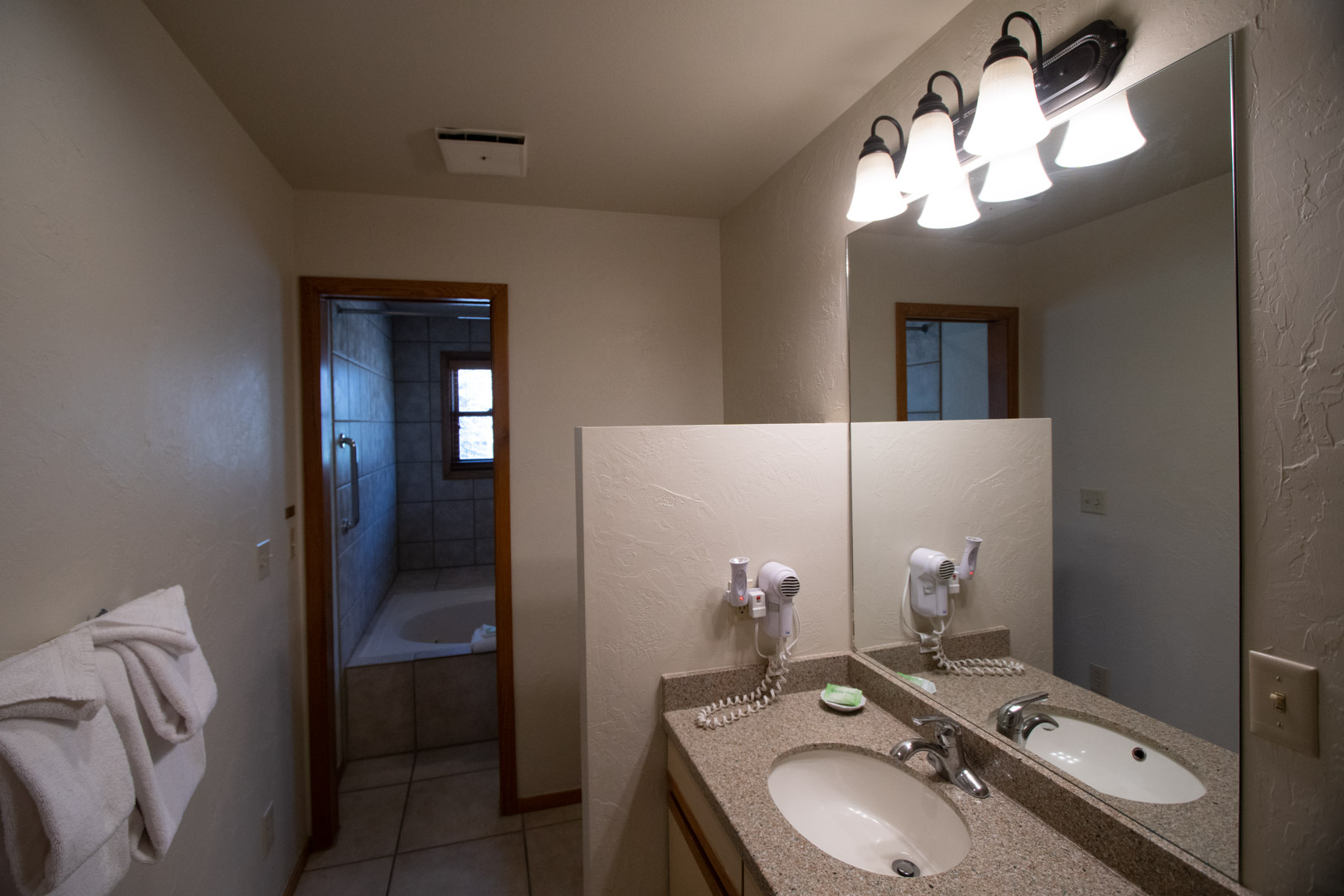 A clean bathroom at VRI's Sunburst Resort in Steamboat Springs, Colorado.
